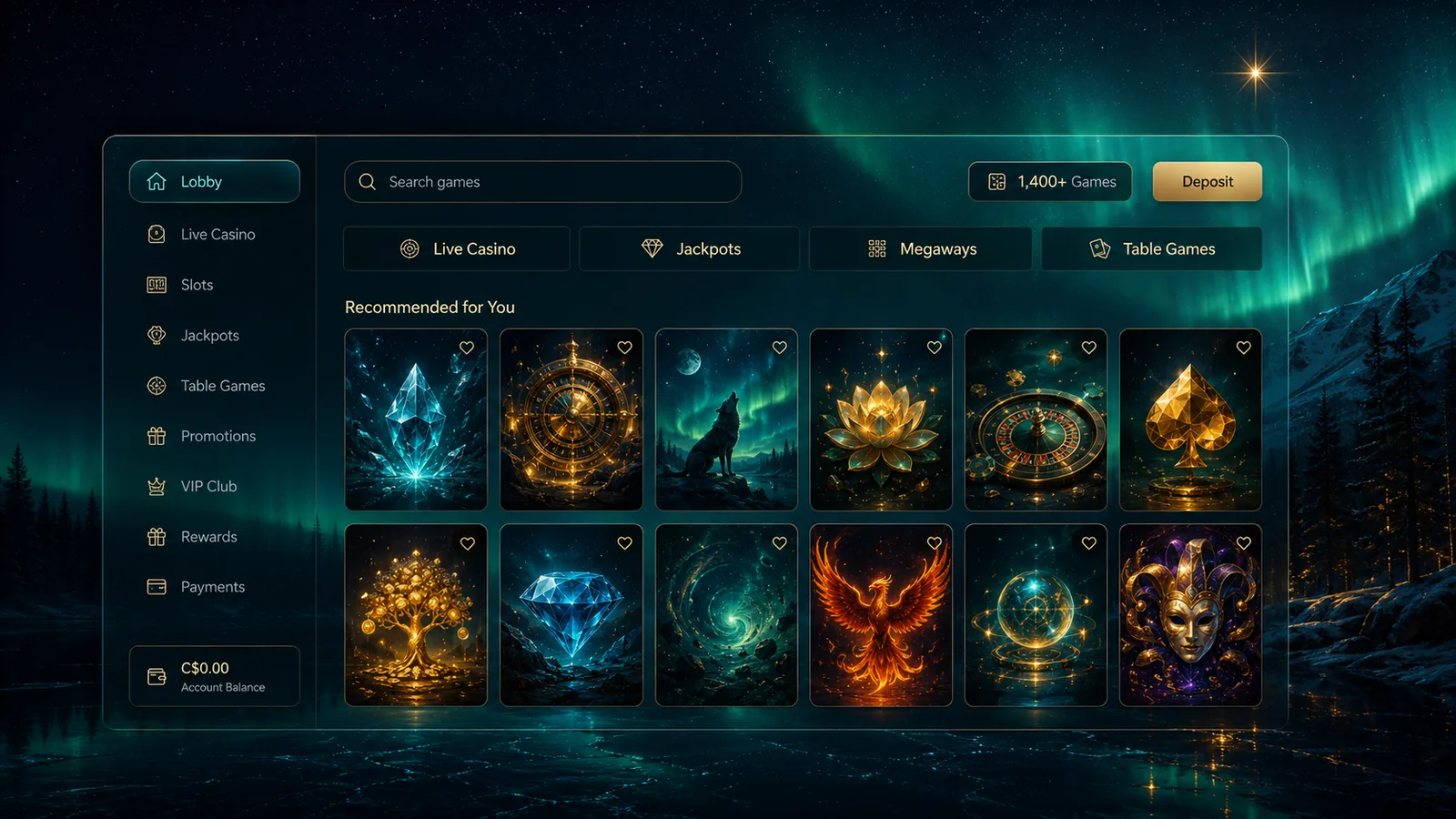 NorthStar Bets casino lobby grid showing Playtech slot tiles eligible for welcome bonus spins