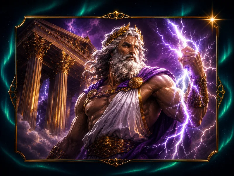 Greek mythology slot cover with Zeus